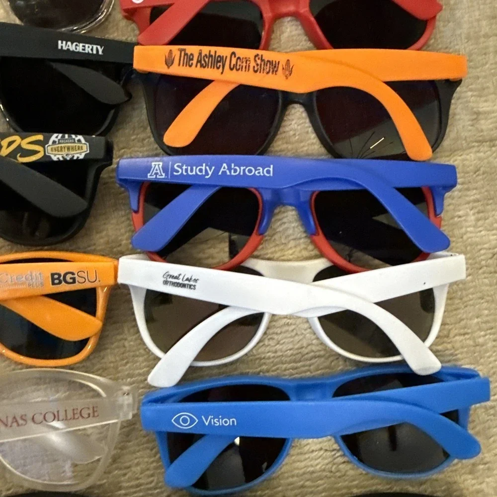 Lot of 33 NEW Logo Sunglasses: Target, LLBean, Nat'l Guard, Multiple Colors--NWT